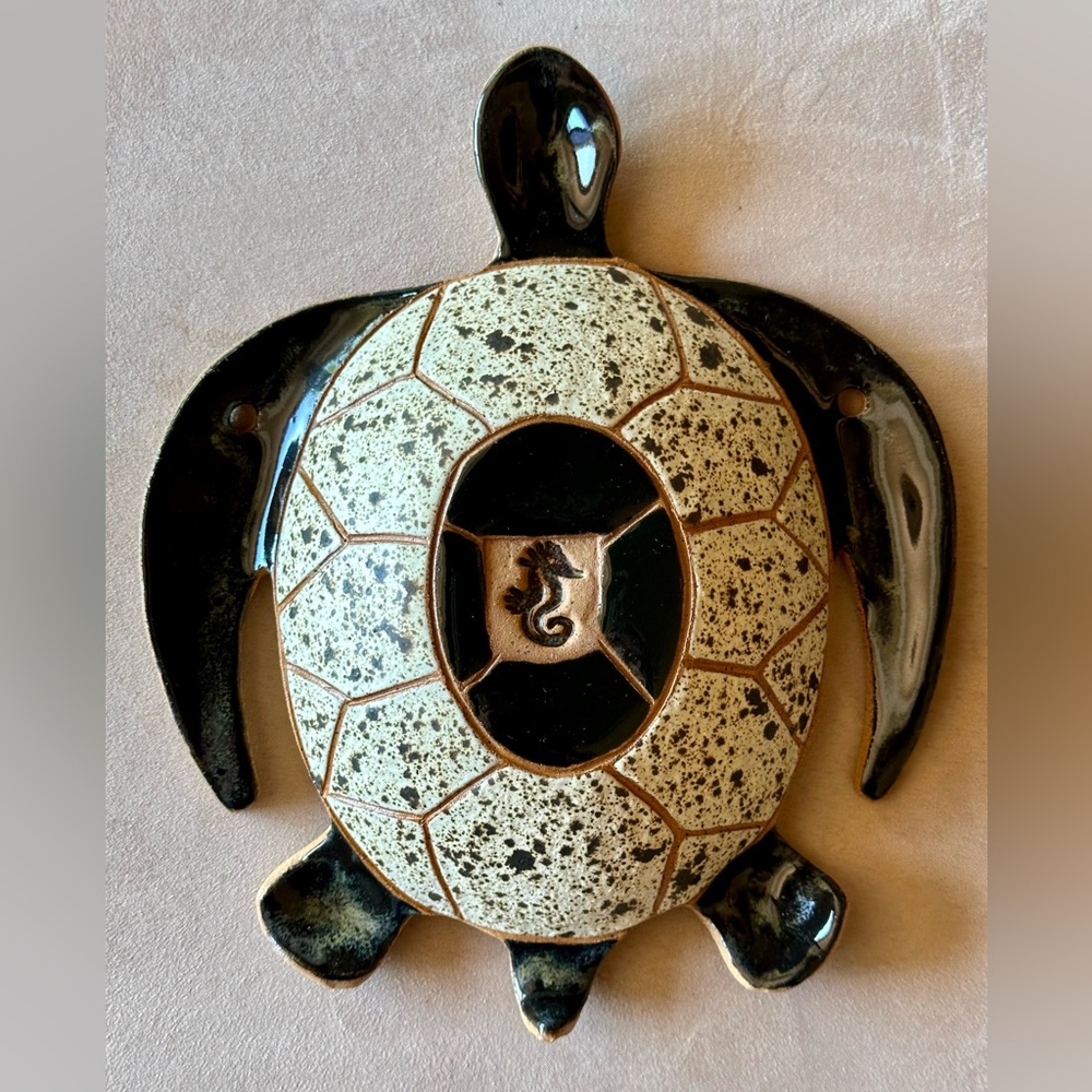 Turtle Handmade Pottery (by me) Hangable decor, indoor or outdoors. New